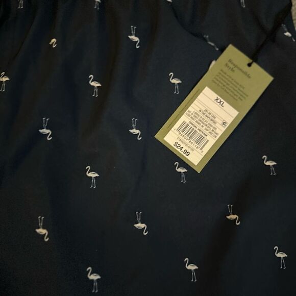 Goodfellow & Co 7" Mini Flamingo Swim Shorts UPF 50+ Navy NWT Size XL - Picture 10 of 15
